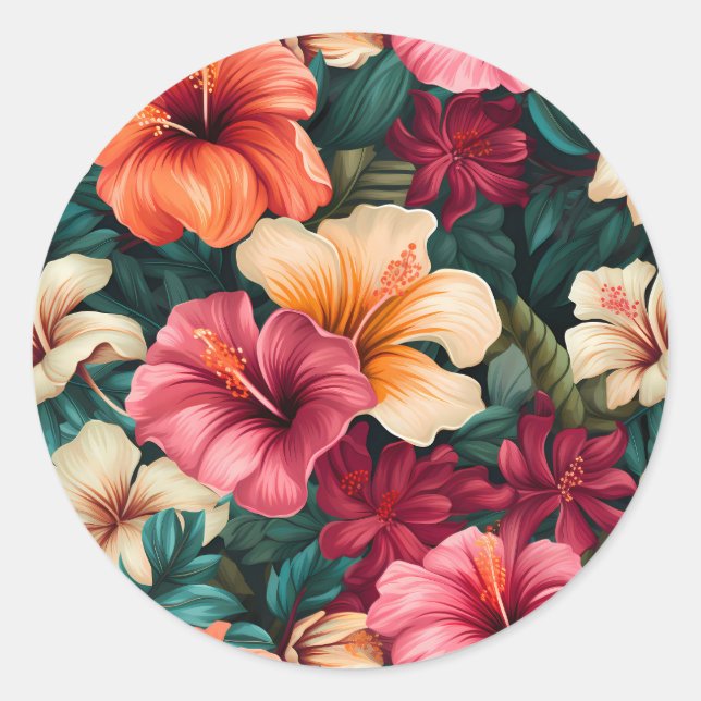 #5 Floral Pattern Classic Round Sticker (Front)