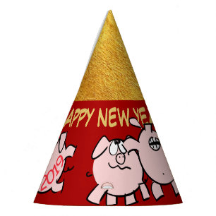 5 Funny Cartoon Comics Pig Year Birthday Party H Party Hat