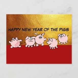 5 Funny Cartoon Comics Pigs Chinese Pig Year PostC Postcard