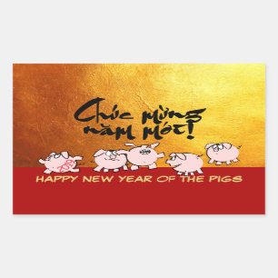 5 Funny Cartoon Comics Vietnamese Pig Year 2019 S Rectangular Sticker