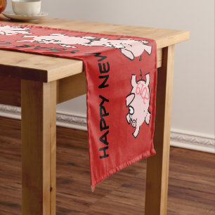 5 Funny Cartoon Illustration Pig Year 2019 Table R Short Table Runner
