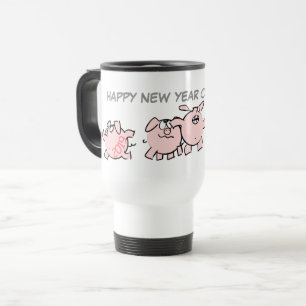 5 Funny Cartoon Illustration Pig Year 2019 Travel Mug