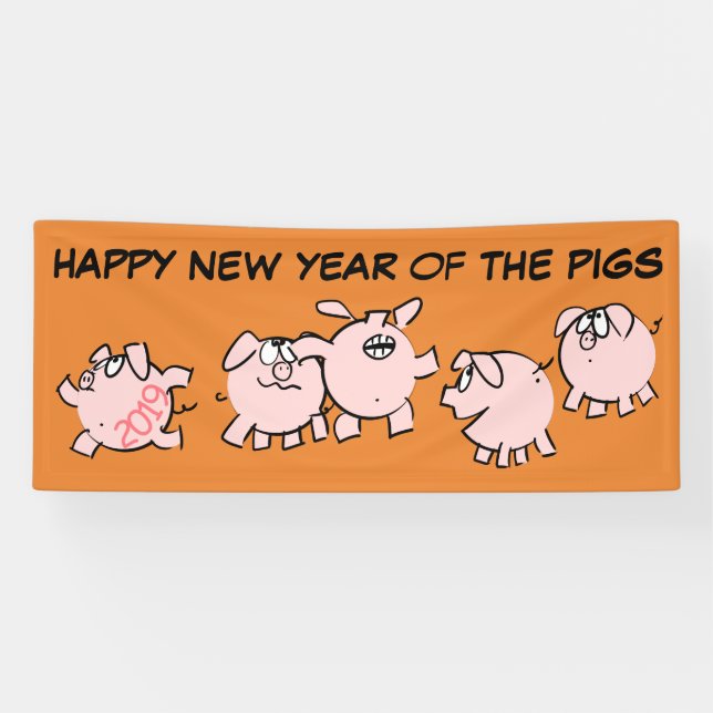 5 Funny Cartoon Pig Year 2019 choose colour Banner (Horizontal)