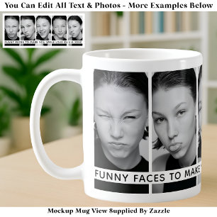5 Funny Faces Custom Photos & Long Message Coffee Mug