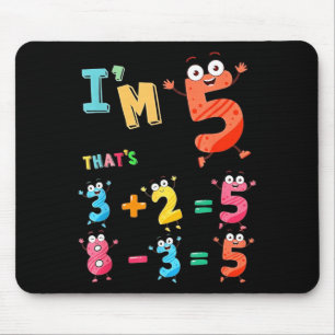 5 funny math equation 5th birthday boy girl mouse mat