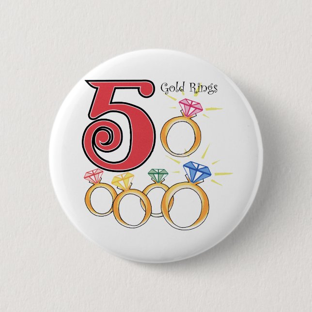 5 Gold Rings 6 Cm Round Badge (Front)