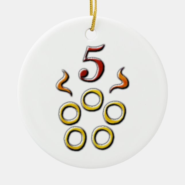 5 Golden Rings Ceramic Tree Decoration (Front)