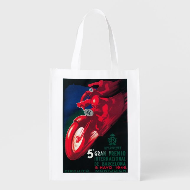 5 Gran Premio Internat'l Motorcycle Poster Reusable Grocery Bag (Front)
