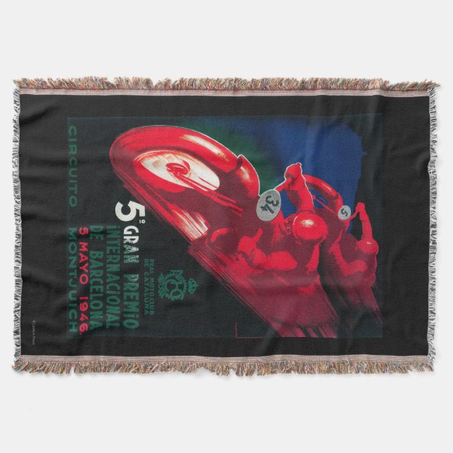5 Gran Premio Internat'l Motorcycle Poster Throw Blanket (Front)