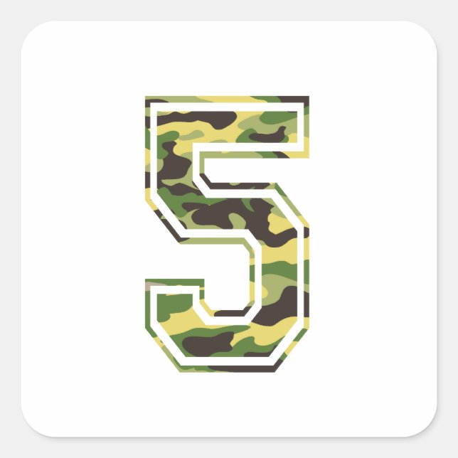 #5 Green & Yellow Camo Square Sticker (Front)