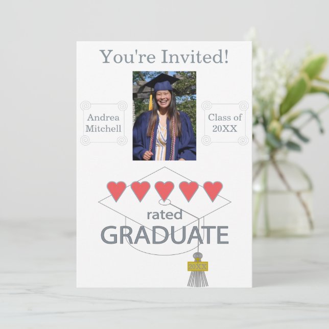 5 Heart Rated Graduate Invitation (Standing Front)