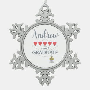 5 Heart Rated Graduate Snowflake Pewter Christmas Ornament