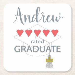5 Heart Rated Graduate Square Paper Coaster