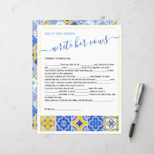 5 Help the Bride Write Her Vows Bridal Shower Game