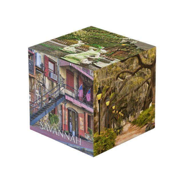 5 Images - Savannah GA Travel Photography Souvenir Cube (Front Angled)