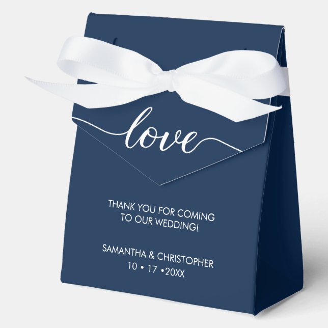 5 inch Simple & Elegant Love Wedding Navy Blue  Favour Box (Front)