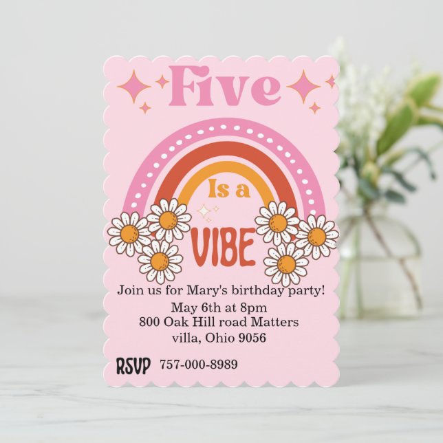 5 is a vibe birthday invitation (Standing Front)