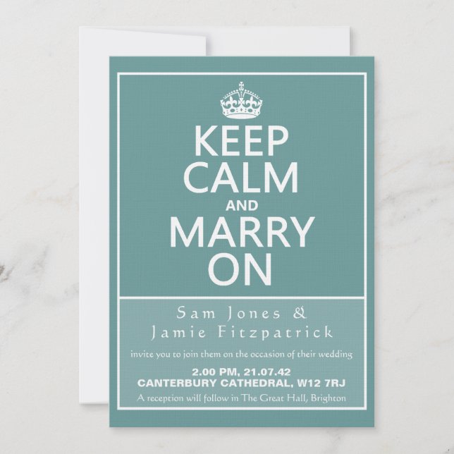 5" Keep Calm and Marry On Wedding Invitation (Front)