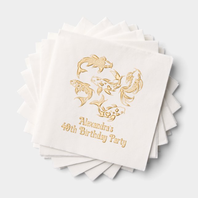 5 Koi Fish Karp Any Age Birthday Foil Napkins (Insitu (Stacked))