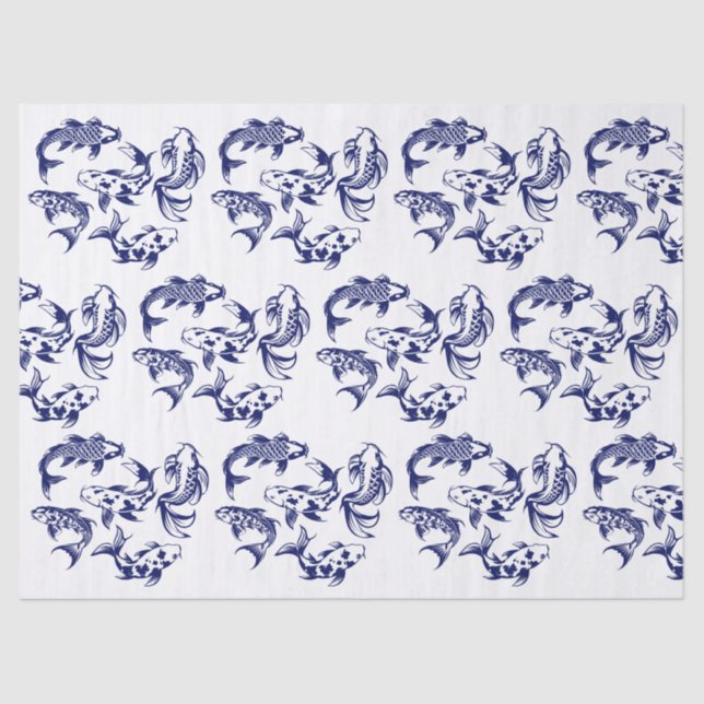 5 Koi Fish Karp DIY Colours Blue Tissue Paper (Front)
