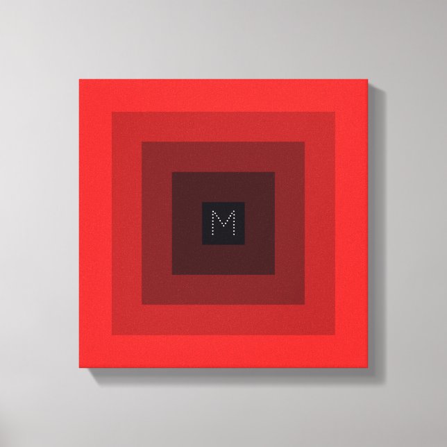 5-Level Red Inverted Pyramid Initial Personalised Canvas Print (Front)