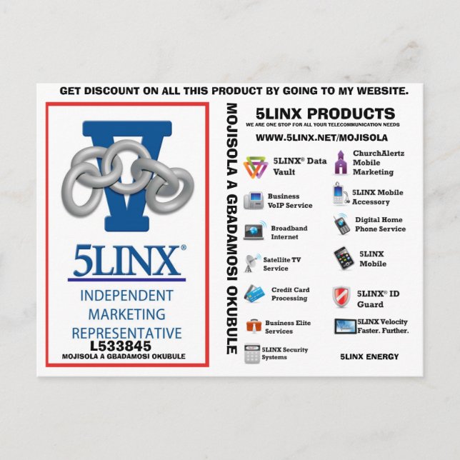 5 linx logo by mojisola a gbadamosi okubule cop... postcard (Front)