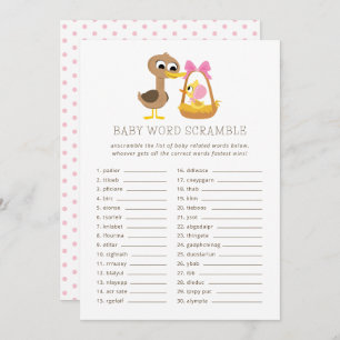 5 Little Ducks Baby Trivia Word Scramble Invitation