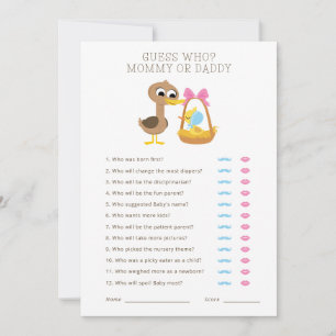 5 Little Ducks Guess Who Mummy or Daddy? Invitation