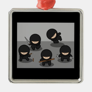 5 Little ninjas Metal Tree Decoration