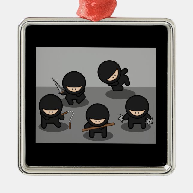 5 Little ninjas Metal Tree Decoration (Front)