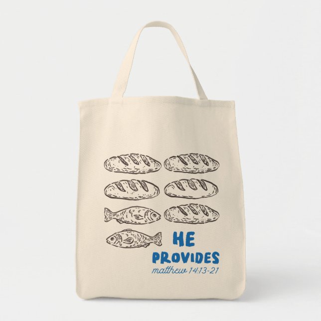 5 Loaves and 2 Fish Feeding of the 5,000 Christian Tote Bag (Front)