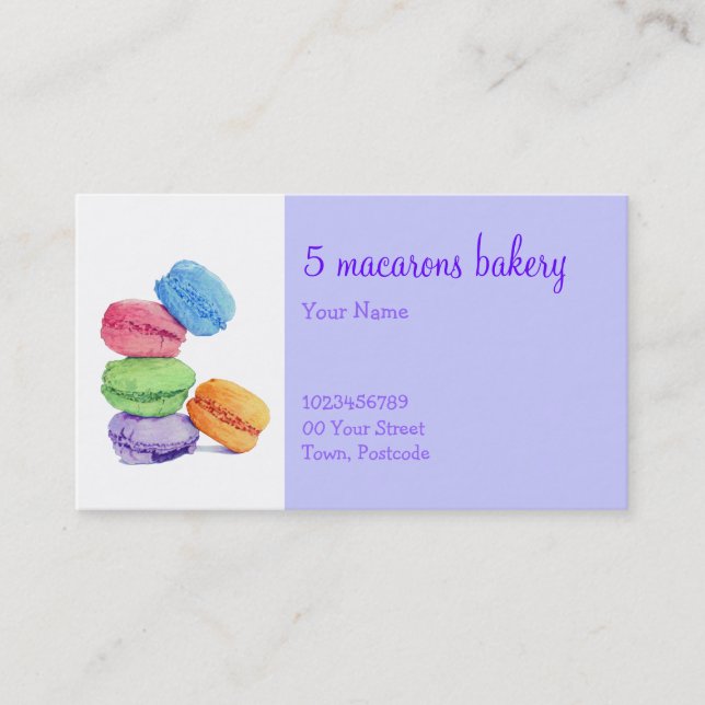 5 Macarons Bakery Business Card (Front)