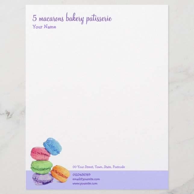 5 Macarons Bakery Letterhead (Front)