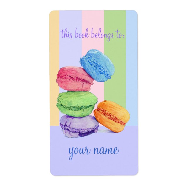 5 Macarons Bookplate Label (Front)