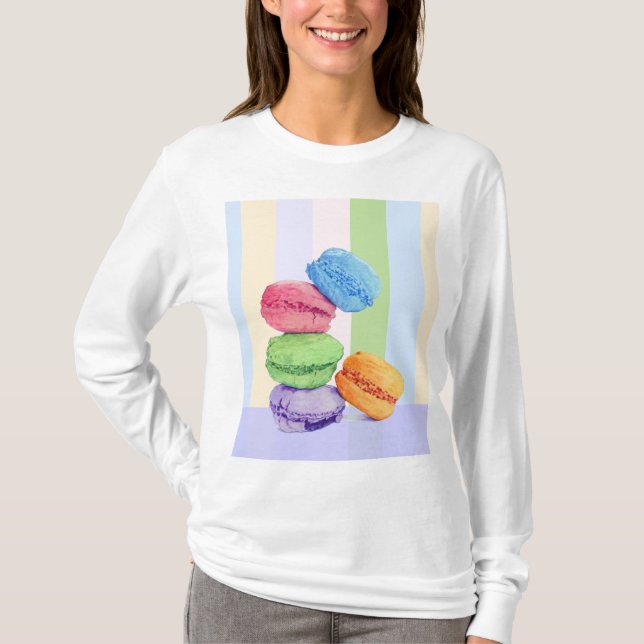 5 Macarons stripes Ladies T-shirt (Front)