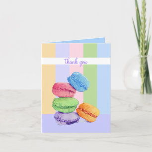 5 Macarons stripes Thank You Note Card