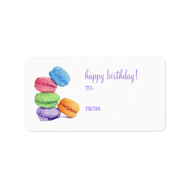 5 Macaroons Birthday Gift Tag Label (Front)