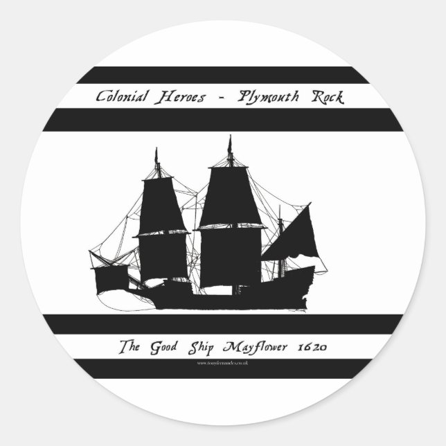 5 mayflower colonial heroes classic round sticker (Front)