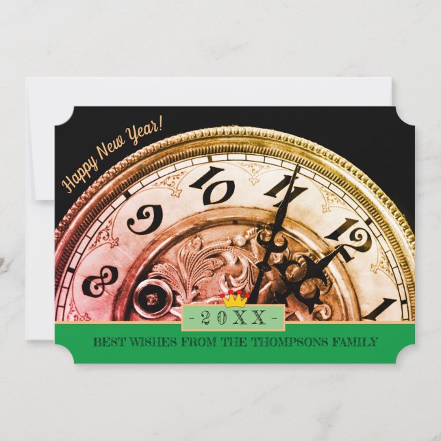 5 min to Midnight & Happy New Year! Card /Clock (Front)