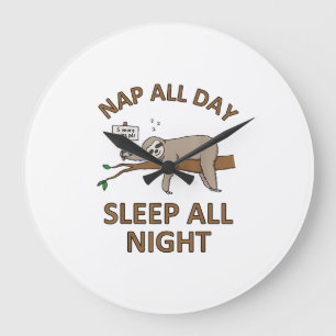 5 More Mins Funny Sloth Shirt Sleep Napping Cute T Large Clock