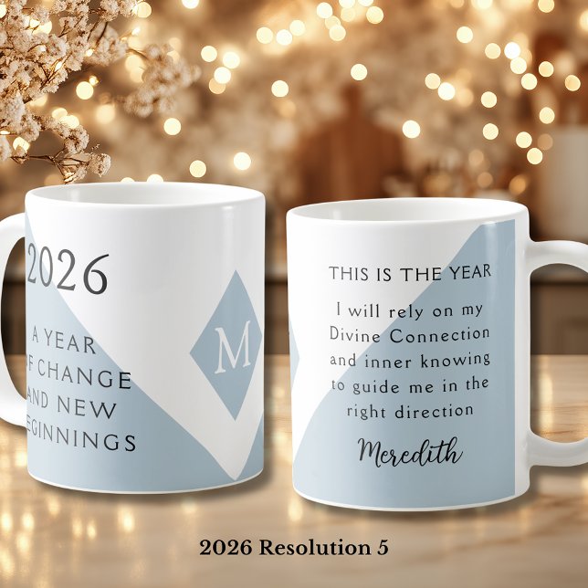 5. New Year Resolution for 2026 Year of Change  Coffee Mug (2026 Year of Change and New Beginnings Dusty Blue Resolution 5 Coffee Mug.png)