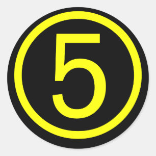5 - number five classic round sticker