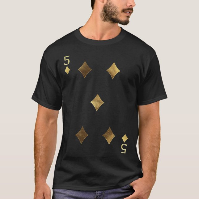 5 of Diamonds Poker Card Playing Card Blackjack Ca T-Shirt (Front)