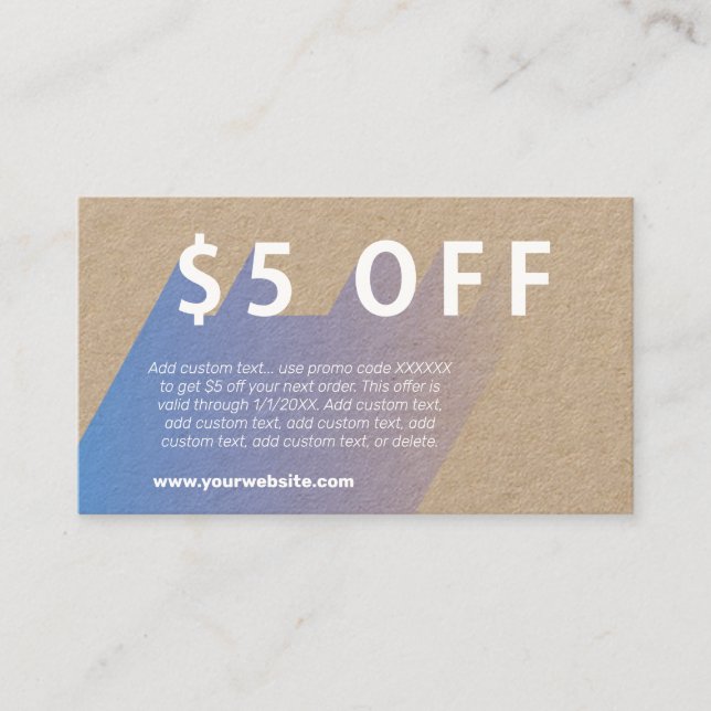 $5 OFF Discount Business Card (Front)