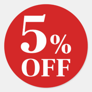 5% OFF Red Background Classic Round Sticker