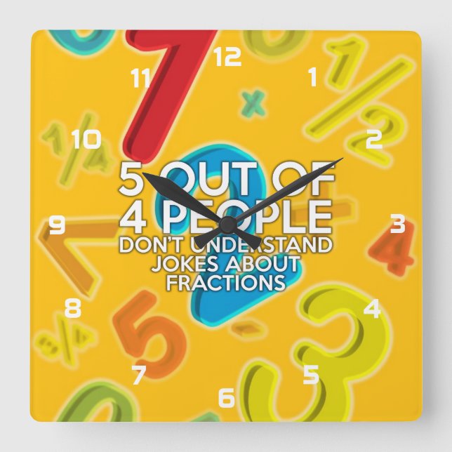 5 OUT OF 4 PEOPLE SQUARE WALL CLOCK (Front)