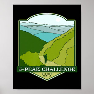 5-peak Challenge - Mission Trails Hiking Poster