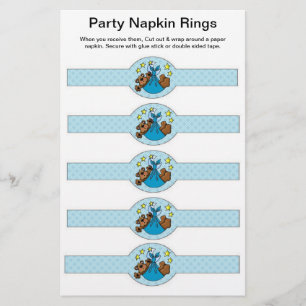 5 per sheet Baby Boy Shower Paper Napkin Rings