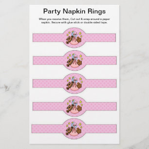 5 per sheet Baby Girl Shower Paper Napkin Rings
