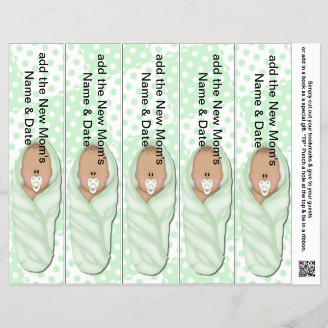 5 per Sheet Bookmark Favours for Baby Showers Part (Front)